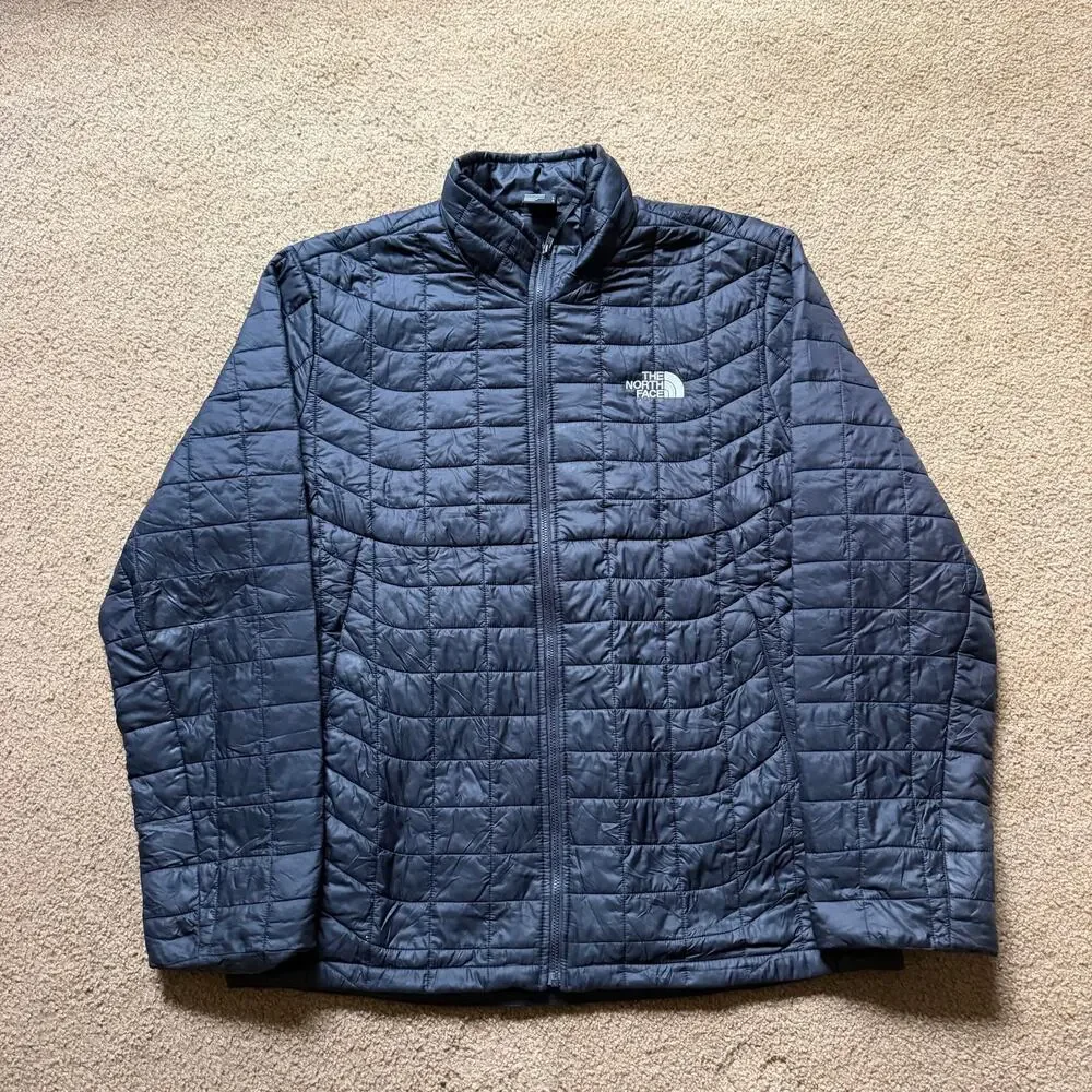 The North Face Quilted Thermoball Eco Full Zip Puffer Jacket Size L Black